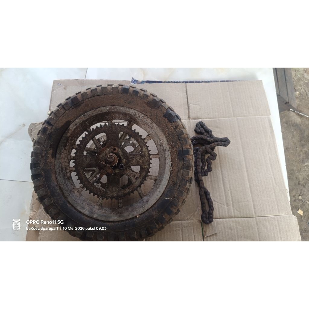 VELG TRAIL MINI 50CC BELAKANG SET BAN DAN RANTAI LAYAK PAKAI