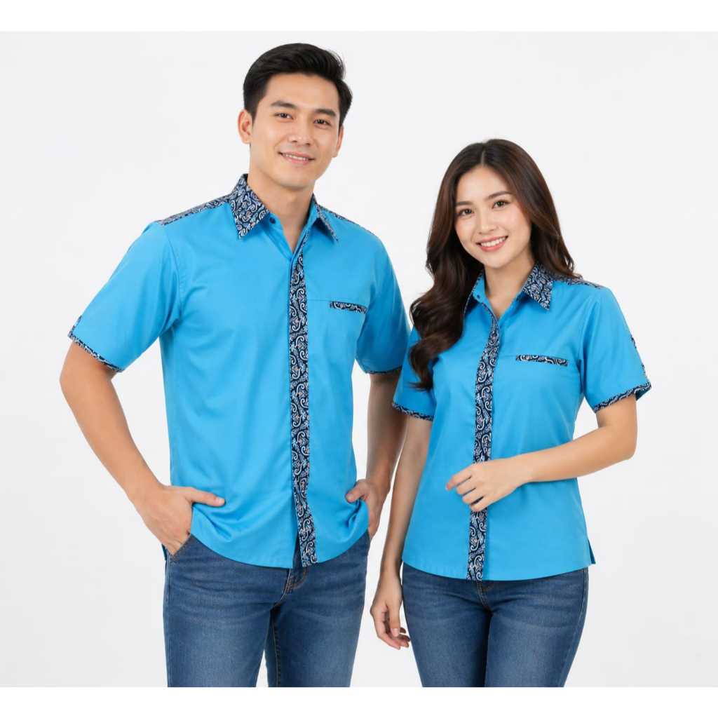 Seragam Kerja Kombinasi Batik WARNA BIRU MUDA, Seragam Kerja, Baju Officeboy, Baju Waiters, Seragam 