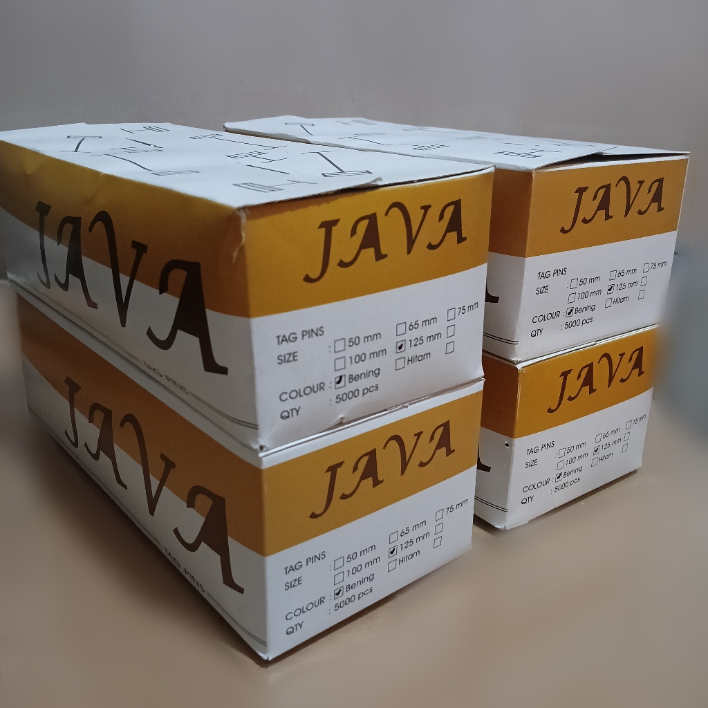 Tag Pin Bening JAVA 5.000 pcs per box, bahan PP berbagai ukuran panjang
