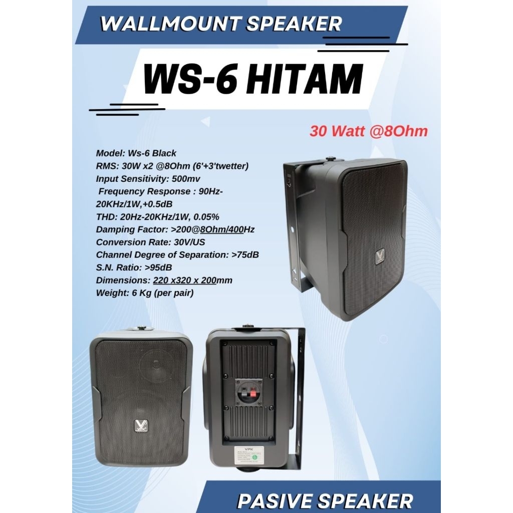 Wall Speaker VPK WS 6 Speaker Aktif dan pasif (sepasang)
