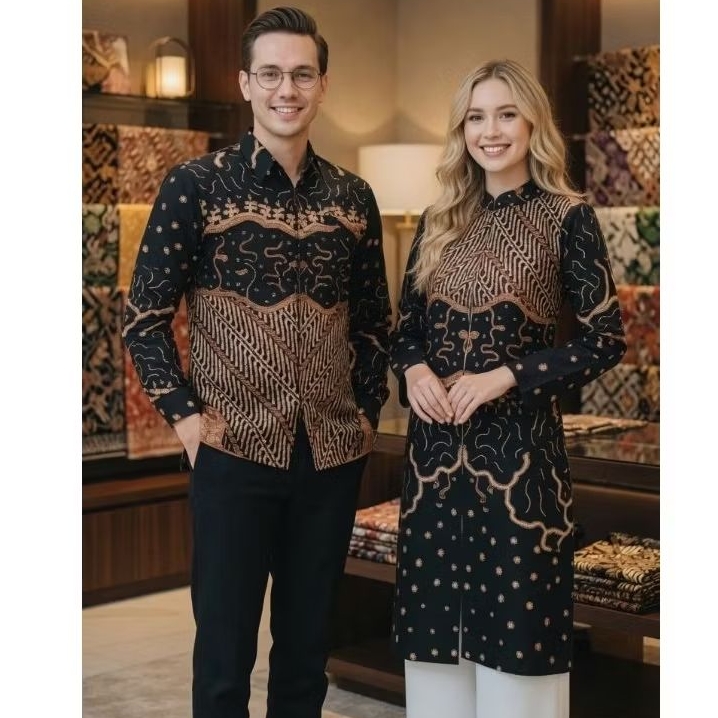 Batik Pasangan Batik Couple Sarimbit Afika - Batik Couple Premium - Batik Sarimbit keluarga