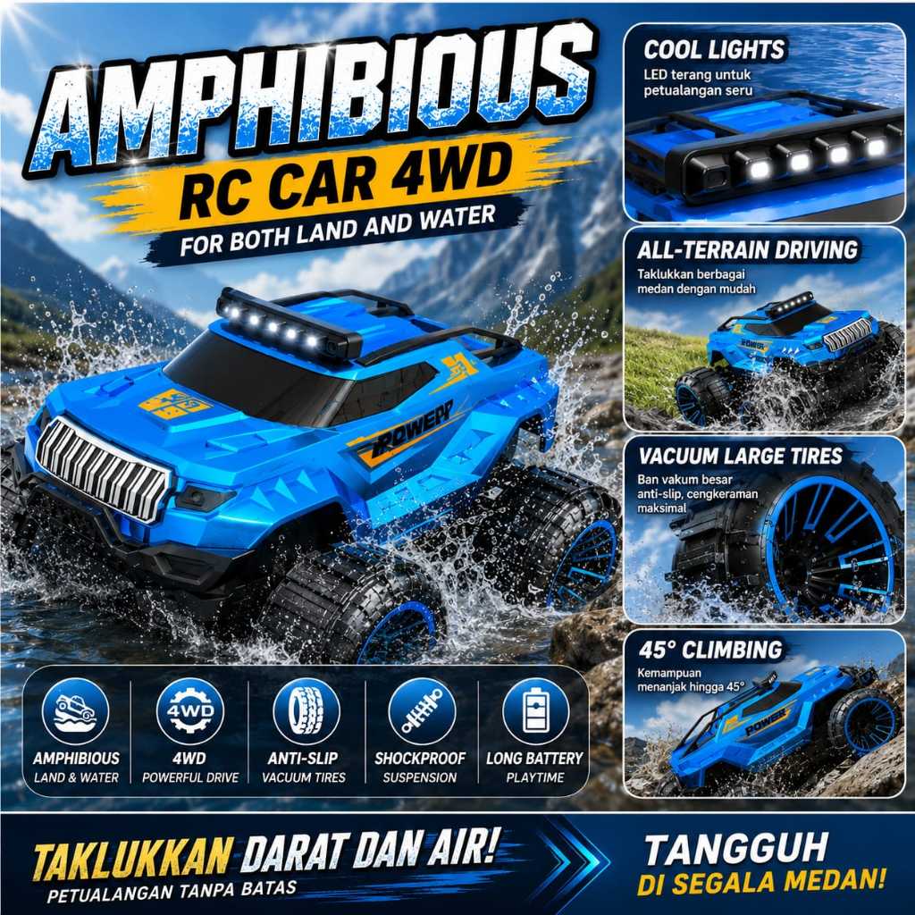 Mainan Anak RC Amphibious Stunt Car Mobil RC Bisa Main Di Darat Dan Air