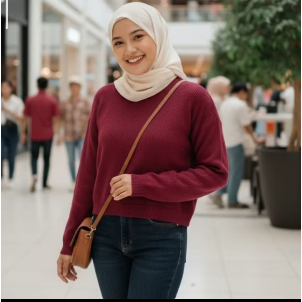 [TERLARIS] Sweeter Rajut CropTop atasan wanita kekinian wanita korea style