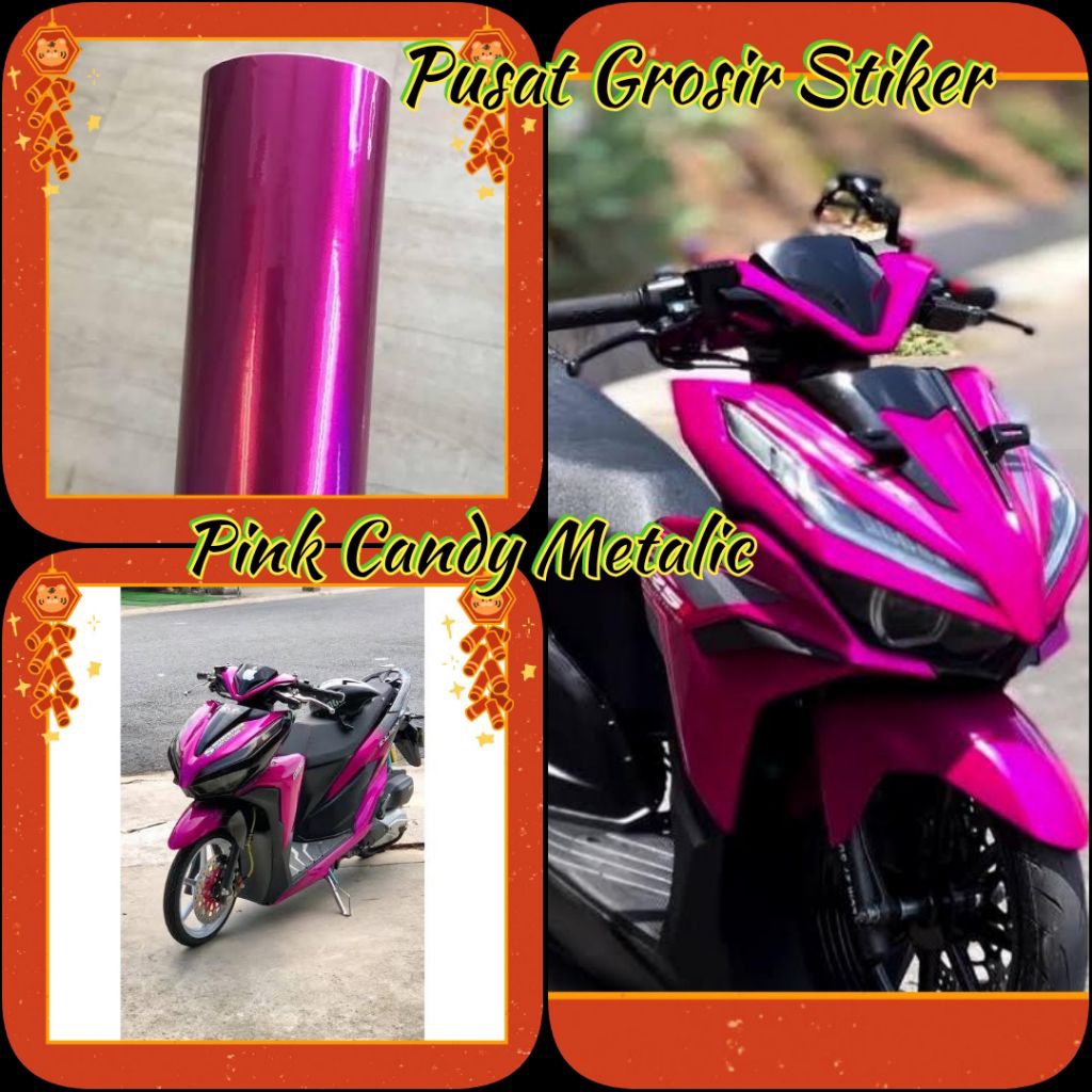 Sticker Scootlite Pink Metalic Candy Stiker Sekotlet Motor Warna Pink Candy Metalik