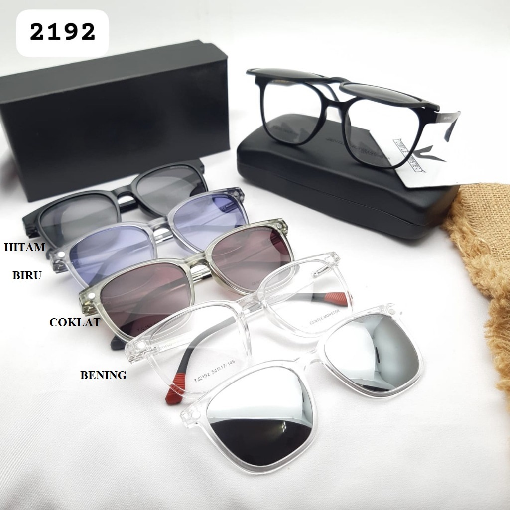Kacamata Bulat Clip On 2192 Lensa Polarize All Size Frame Crystal Bening