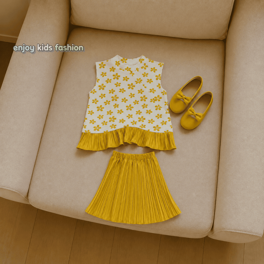Baju Anak Perempuan / Oneset Rok Mini Plisket Baju Lekbong Motif Bunga Usia 6 Bulan Sampai 10 Tahun