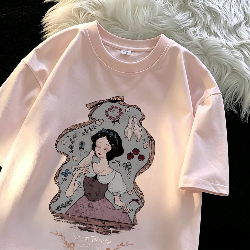 Dreamy Depot Kaos Wanita Oversize Lengan Pendek Kerah Bulat Polos Combed 24s Gaya Korea Kasual Haria