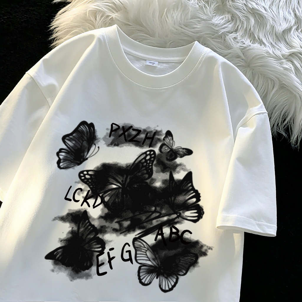 Dreamy Depot Kaos Wanita Oversize Lengan Pendek Kerah Bulat Polos Combed 24s Gaya Korea Kasual Haria