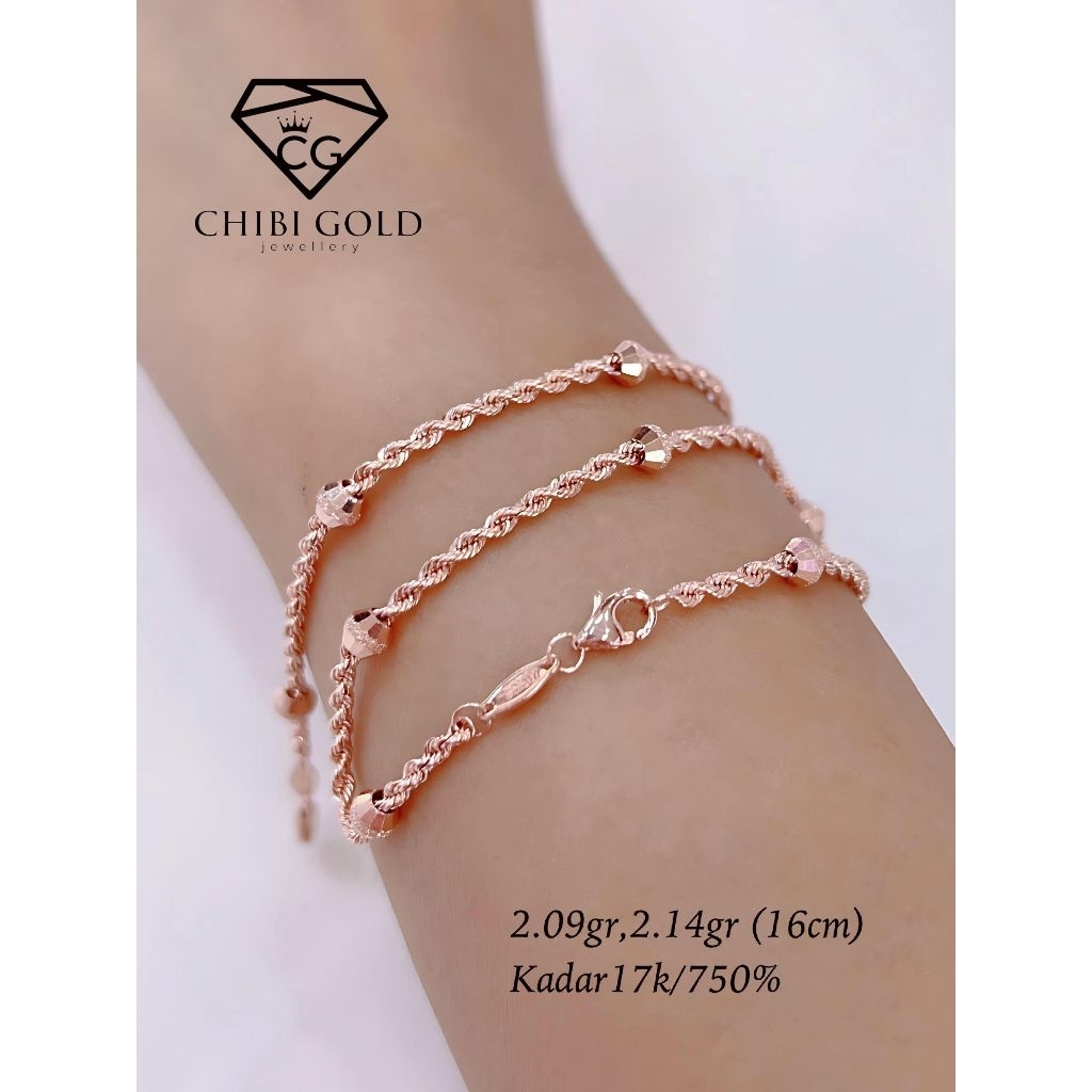 CHIBI GOLD - Gelang tangan Tambang emas asli 750 kadar 17K - chibi gold jawellery