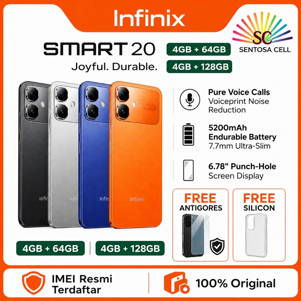 INFINIX SMART 20 Ram 4/128GB & Ram 4/64 - 6.78 inch 120Hz HD+/5200 mAh/NFC
