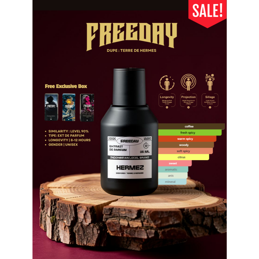 Parfum Pria FREEDAY HERMEZ 35ml dengan Aroma Elegan dan Tahan Lama