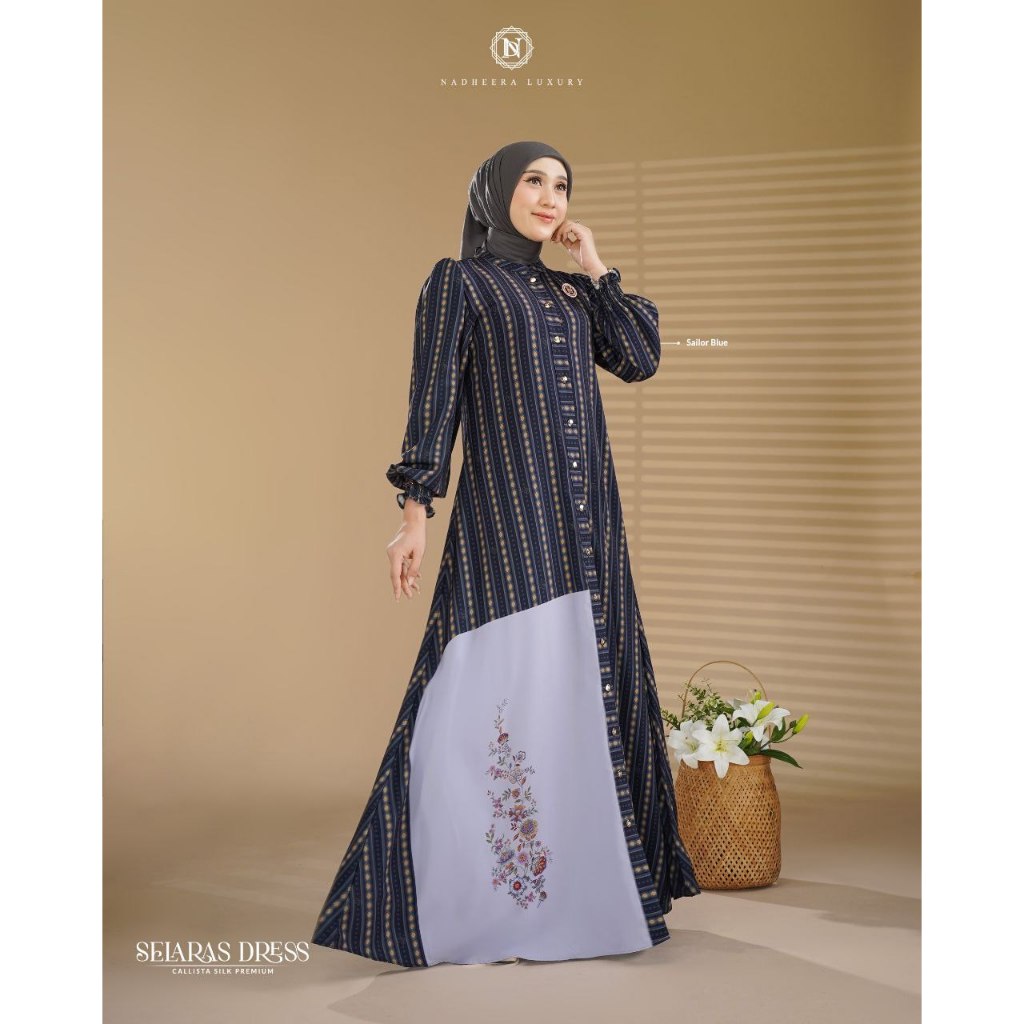 Nadeera Luxury - Selaras Dress by ND | Gamis Catik Elegan | Dress Premium Wanita | D'Hijab Of Mey