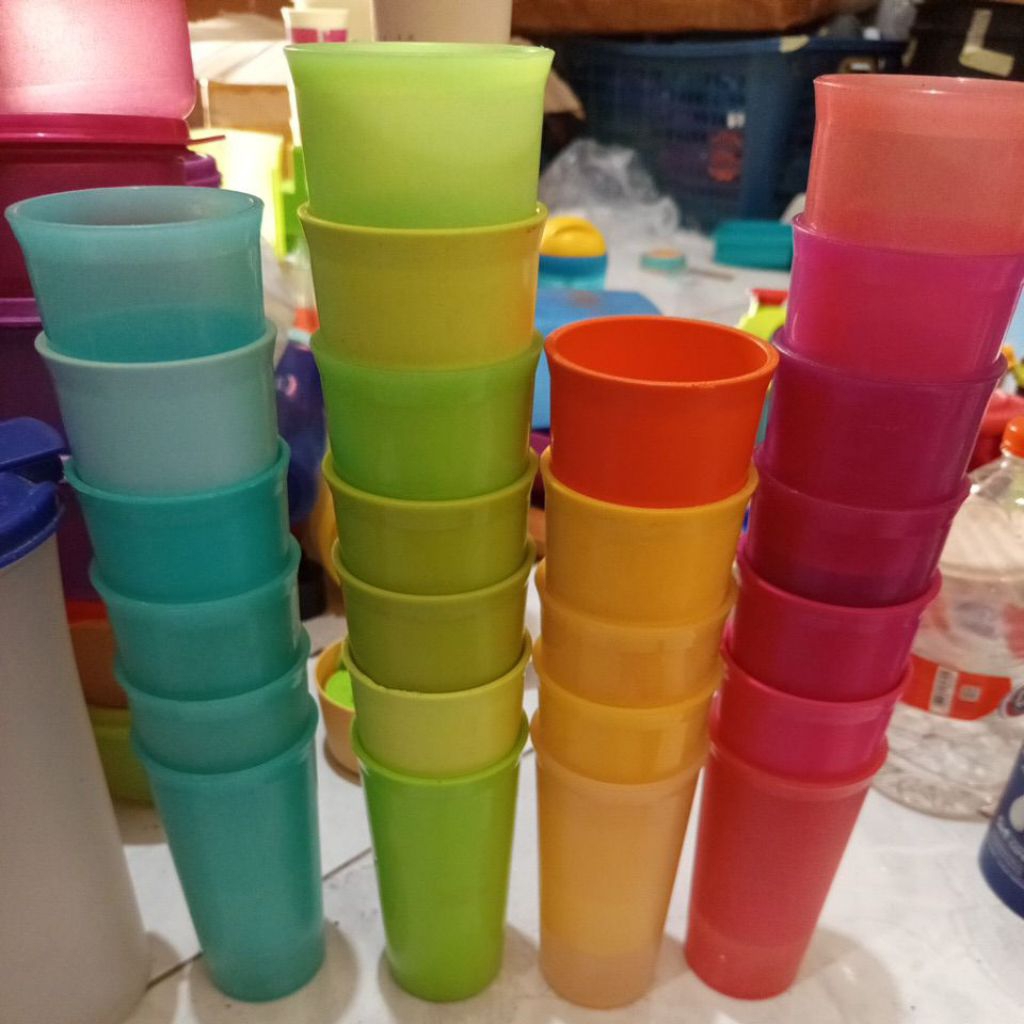 gelas kecil random tupperware jamu 175ml- 260ml second