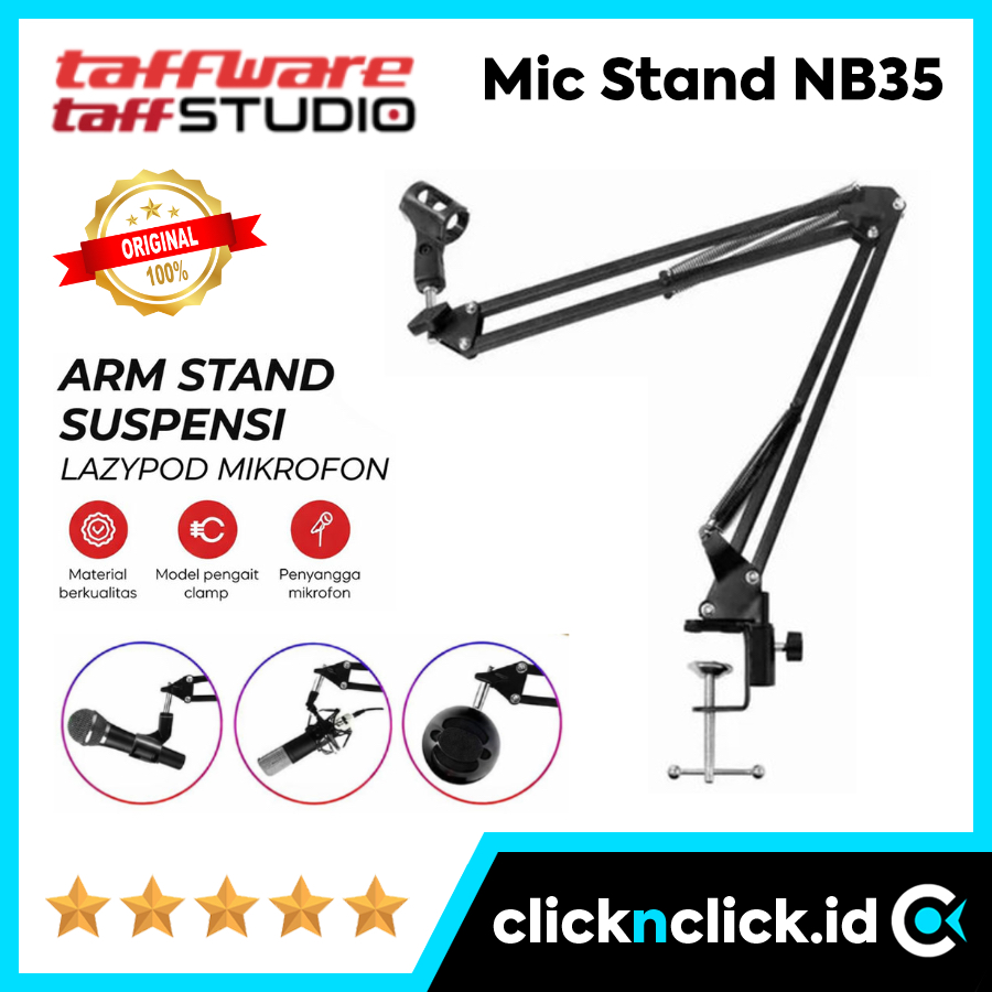 TAFFWARE/TAFFSTUDIO NB35 - Mic Stand Clamp Table Set Recording Rekaman Studio Metal Besi Scissor Arm