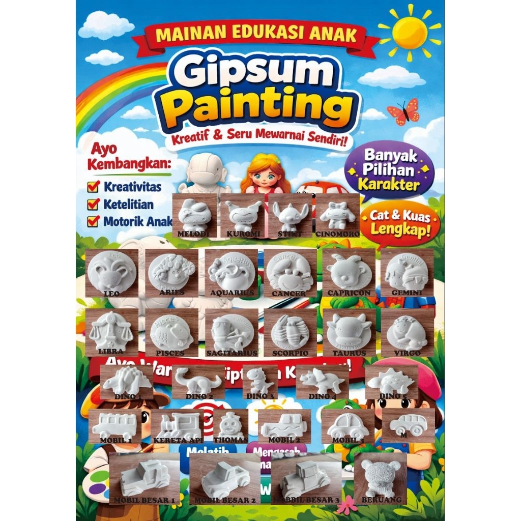 gypsum painting mewarnai patung gypsum mainan mewarnai patung gypsum karakter
