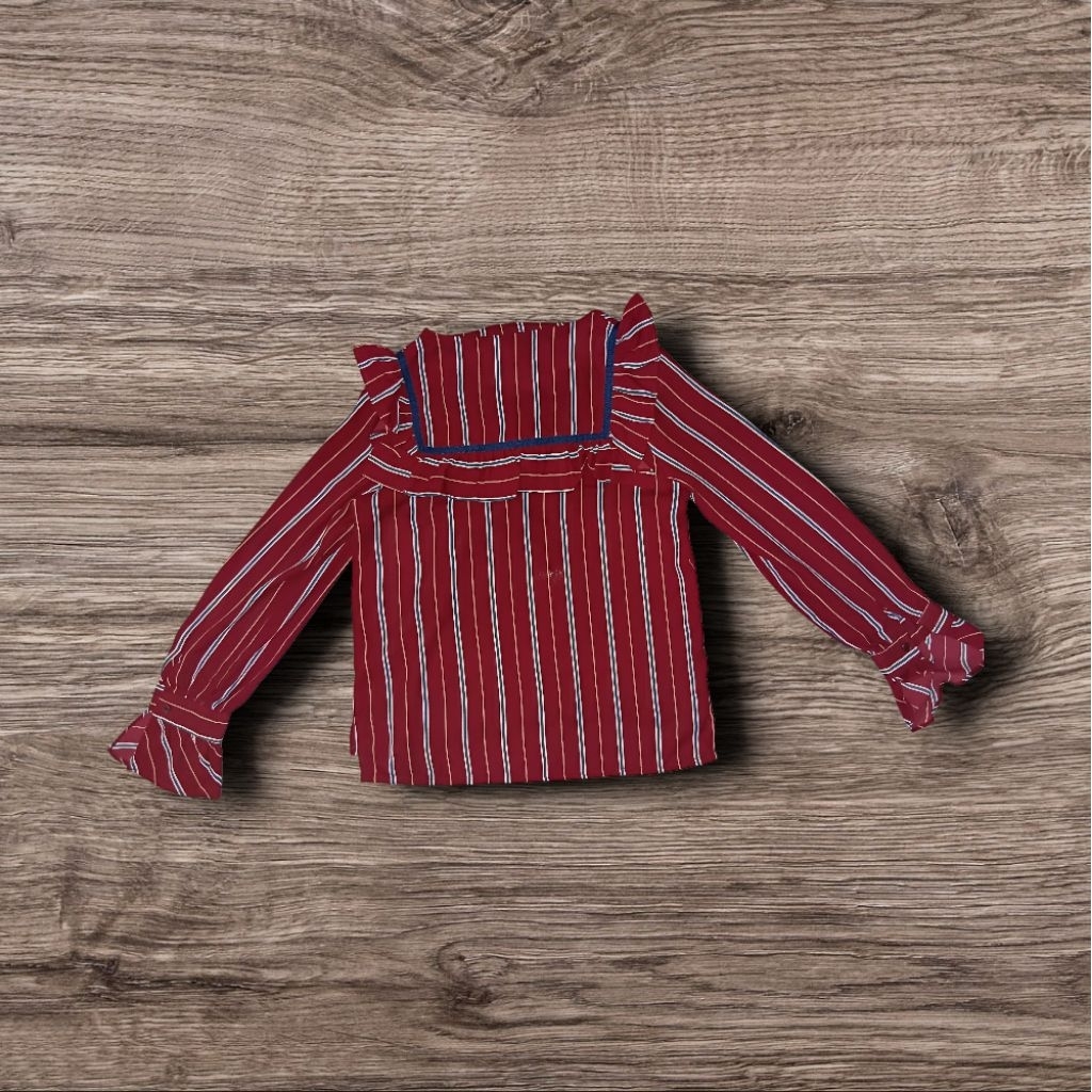 Vintage stripe ruffle blouse