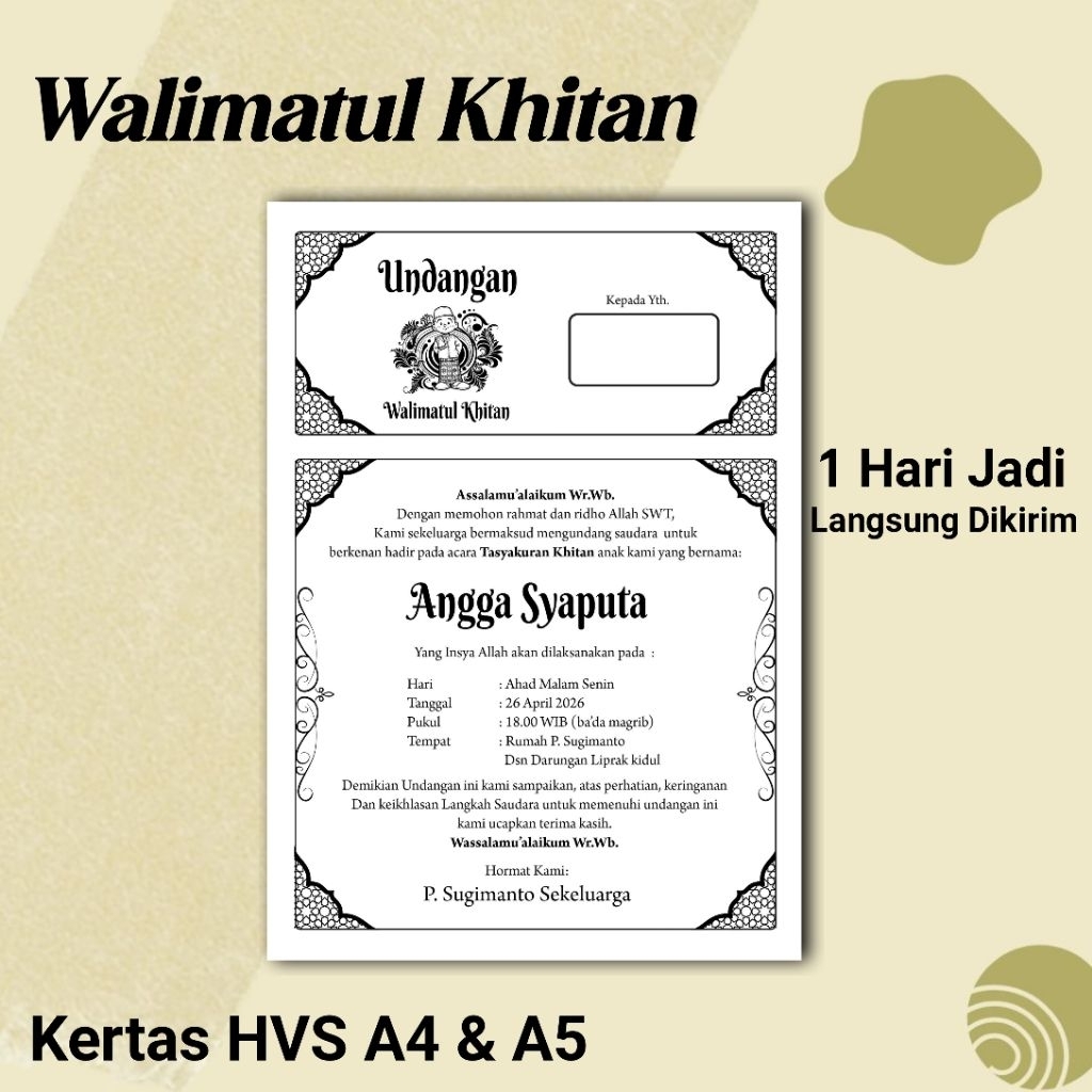 Undangan Walimatul Khitan Termurah Langsung Jadi