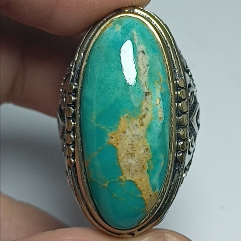 NATURAL BATU PIRUS PERSIA HIJAU TOSCA URAT EMAS