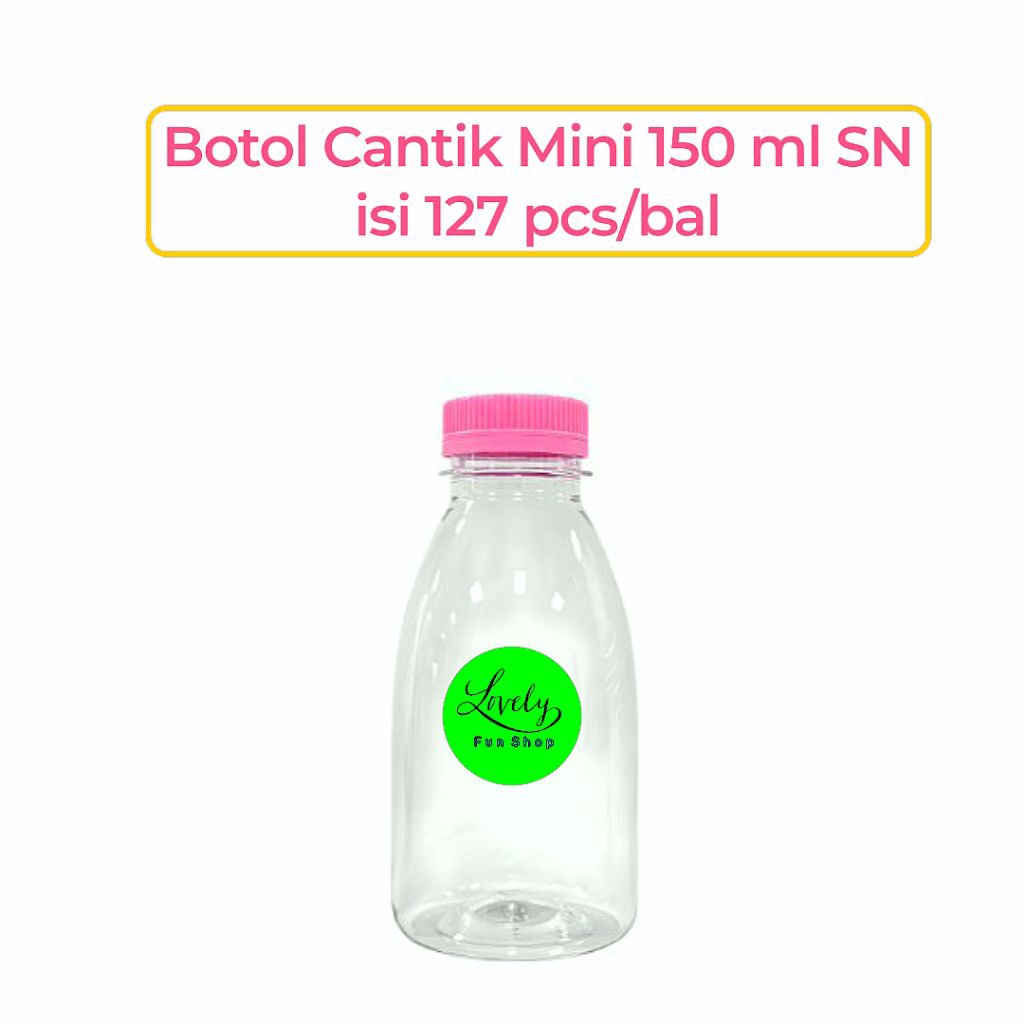 [1 bal] Botol Cantik Mini 150ml SN isi 127 pcs + tutup botol dan segel. Botol plastik PET kemasan mi