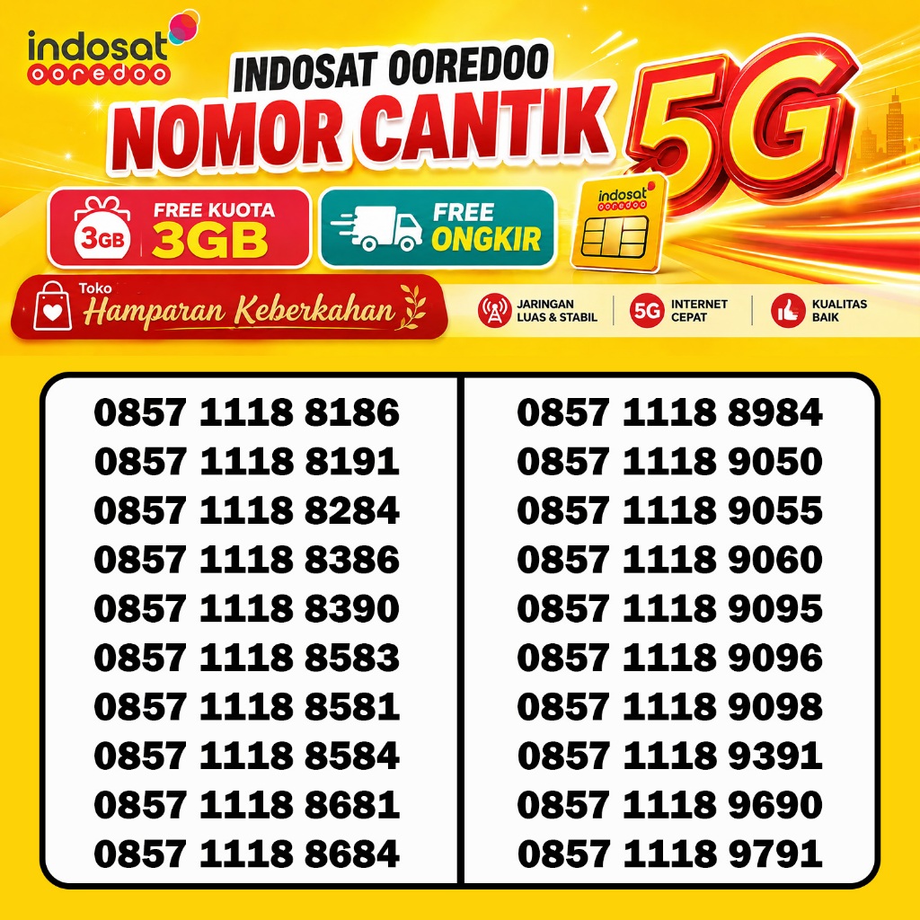 Nomor cantik Indosat Ooredoo Im3 5G Nomor cantik