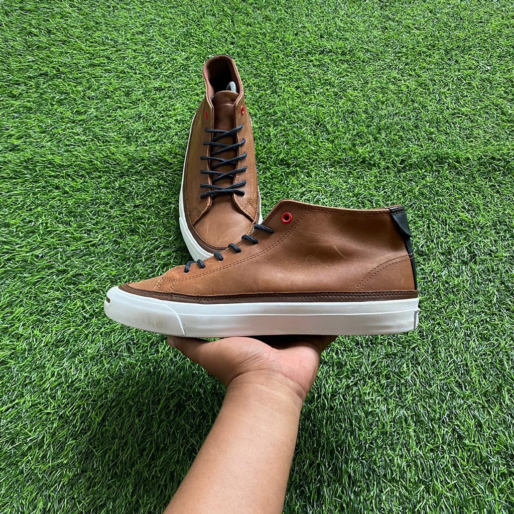 converse jack purcell mid brown leather 43/27.5cm