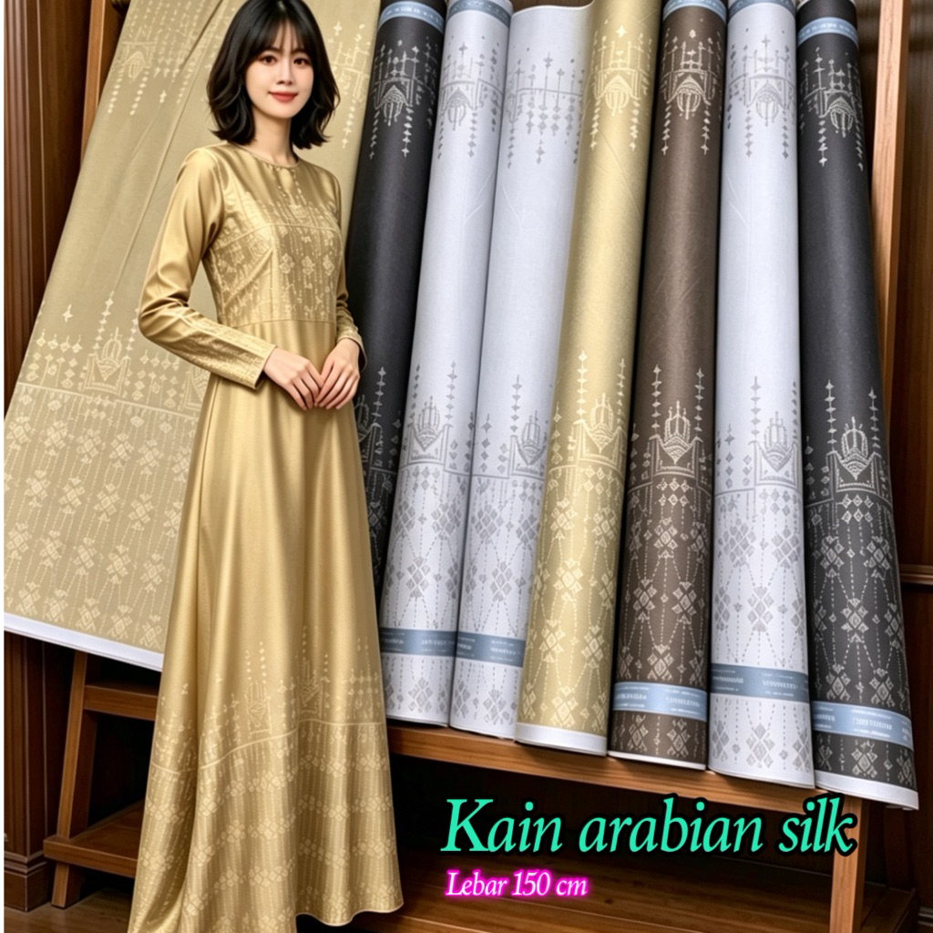 Kain arabian sutra silk motif premium adem lembut bahan sarimbit couple