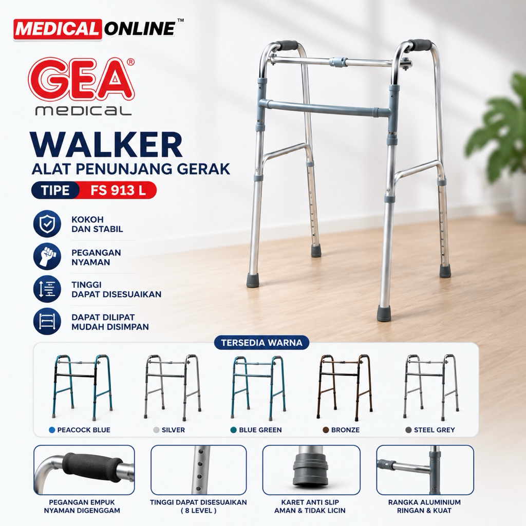 WALKER GEA FS913L / FS-913L ALAT BANTU JALAN GEA ORIGINAL MEDICAL ONLINE