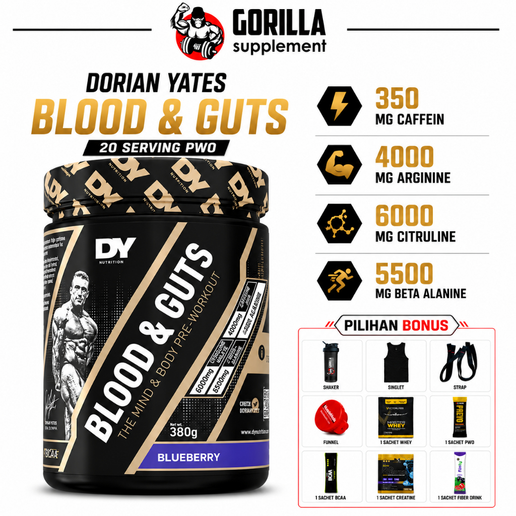DY Nutrition BLOOD & GUTS 380 Gram 20 Serving Dorian Yates Pre-workout PWO