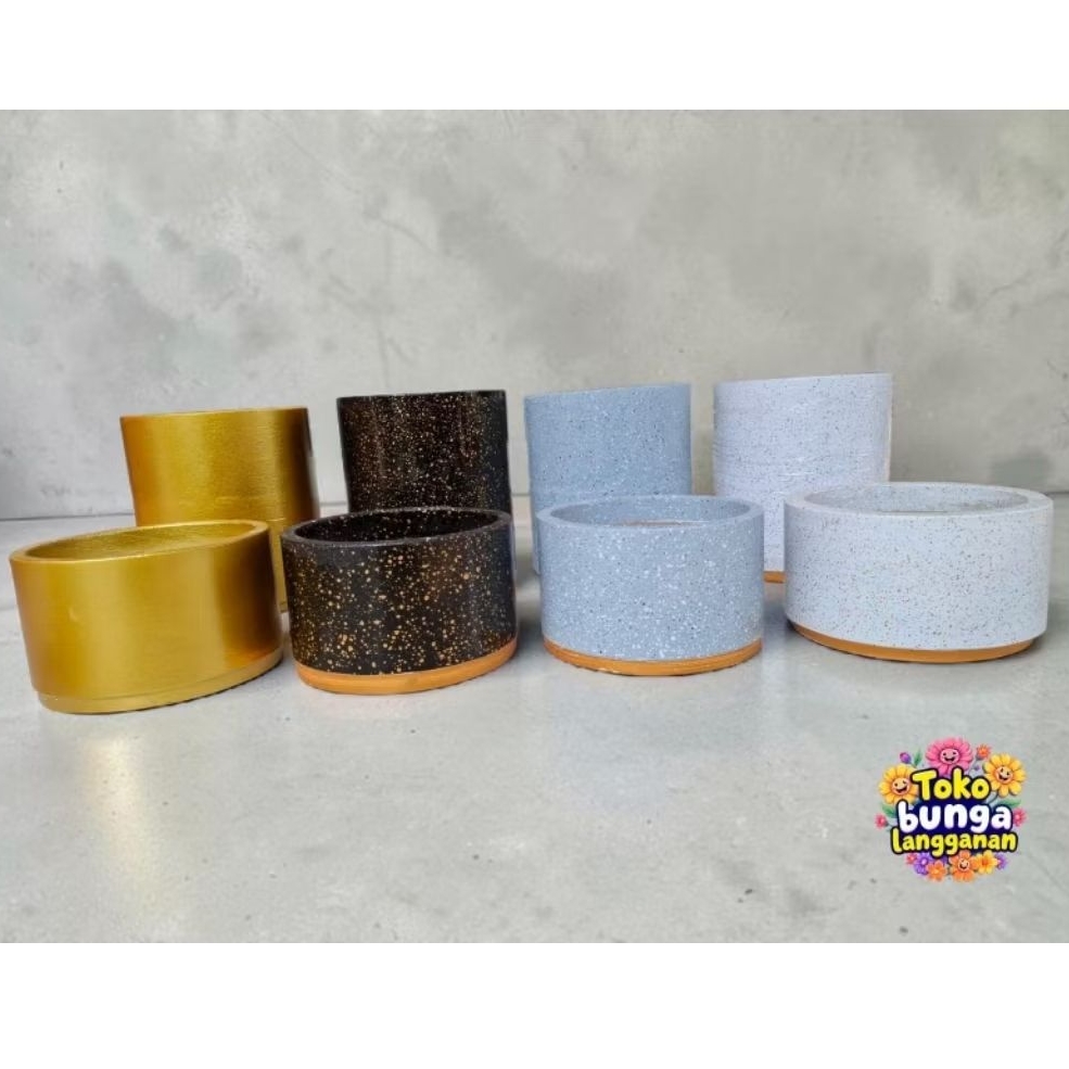 POT KAYU TERAKOTA MODEL MARBLE / POT KAYU MARMER TINGGI 10 CM