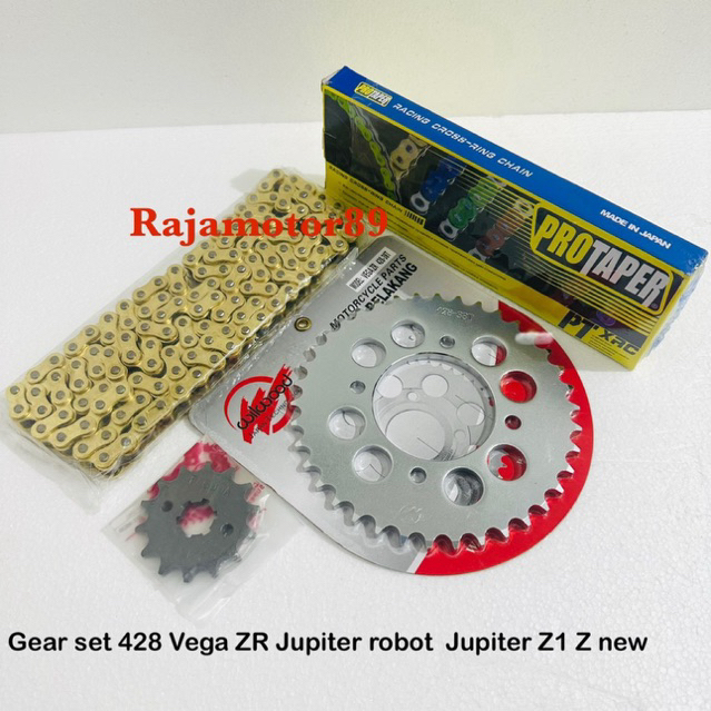 Gear set 428 Vega ZR Jupiter z new Jupiter z1 Jupiter Robot Wilwood set rantai Protaper gold 428
