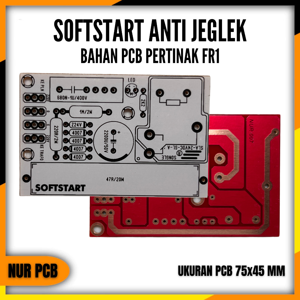 PCB Softstart 30A 24V Anti Jeglek Power Amplifier 7.5x4.5cm ACC-011