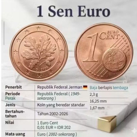 Koin 1Cent Euro Koin Euro Tembaga Ori Best Quality