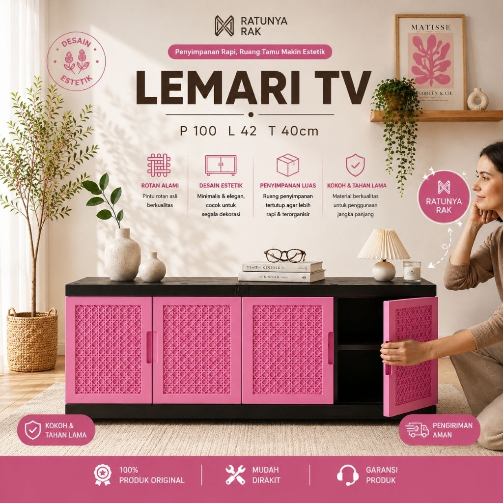 Lemari Tv 1 Sunun Lemari Pakaian Plastik Rak Tv Plastik Laci Penyimpanan Serbaguna
