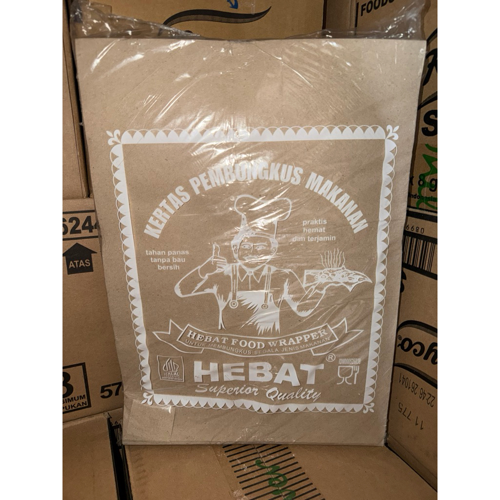 KERTAS NASI HEBAT PUTIH , OREN , MERAH 1pak 250 lembar cokelat food grade tebal anti minyak tahan pa