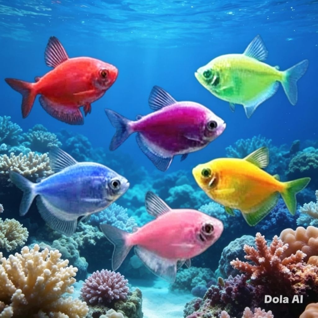 Ikan Hias Glofish Glowfish Paket 20 Ekor - Warna Acak, Mudah Dipelihara, Hiasan Aquarium
