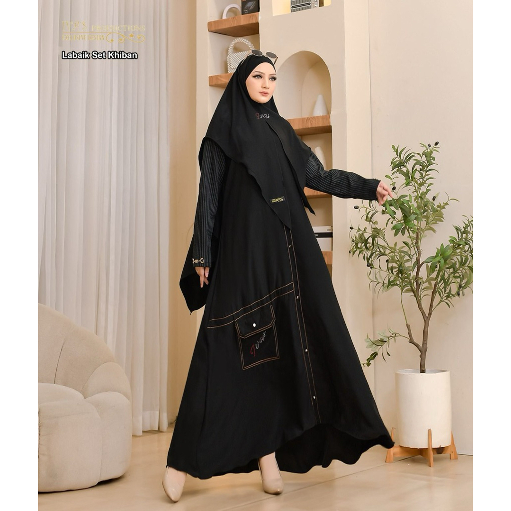 Gamis Syari Terbaru Labaik By Ivas Production  / Gamis Syari Cantik / Gamis Syari Mewah