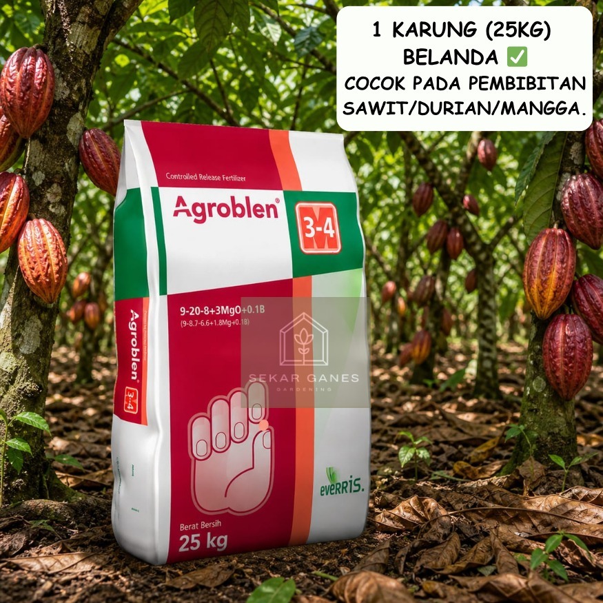 SG - AGROBLEN 9-20-8 1 karung 25 kg Pupuk Pembibitan Buah Sawit Aglonema Belanda Holland Osmocote