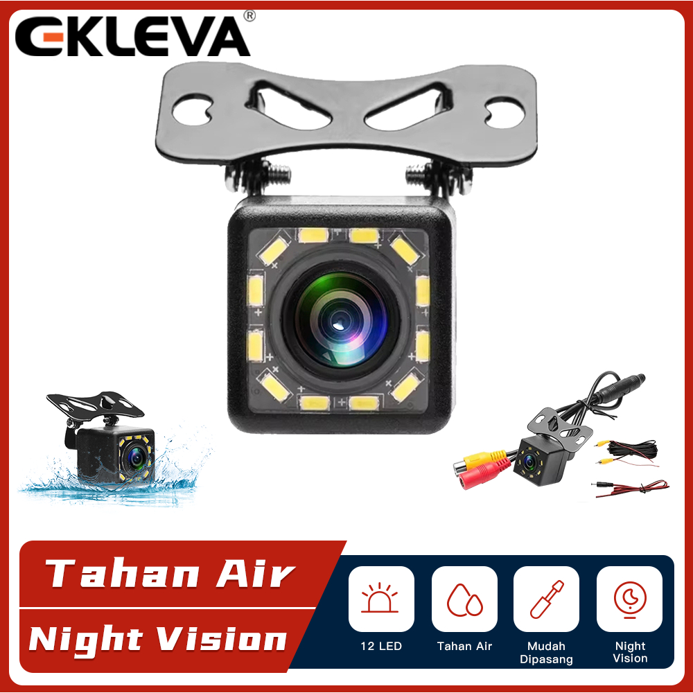EKLEVA Kamera Belakang Mobil Universal Kamera Mundur Parkir Mobil 12 LED Kamera HD Anti Air