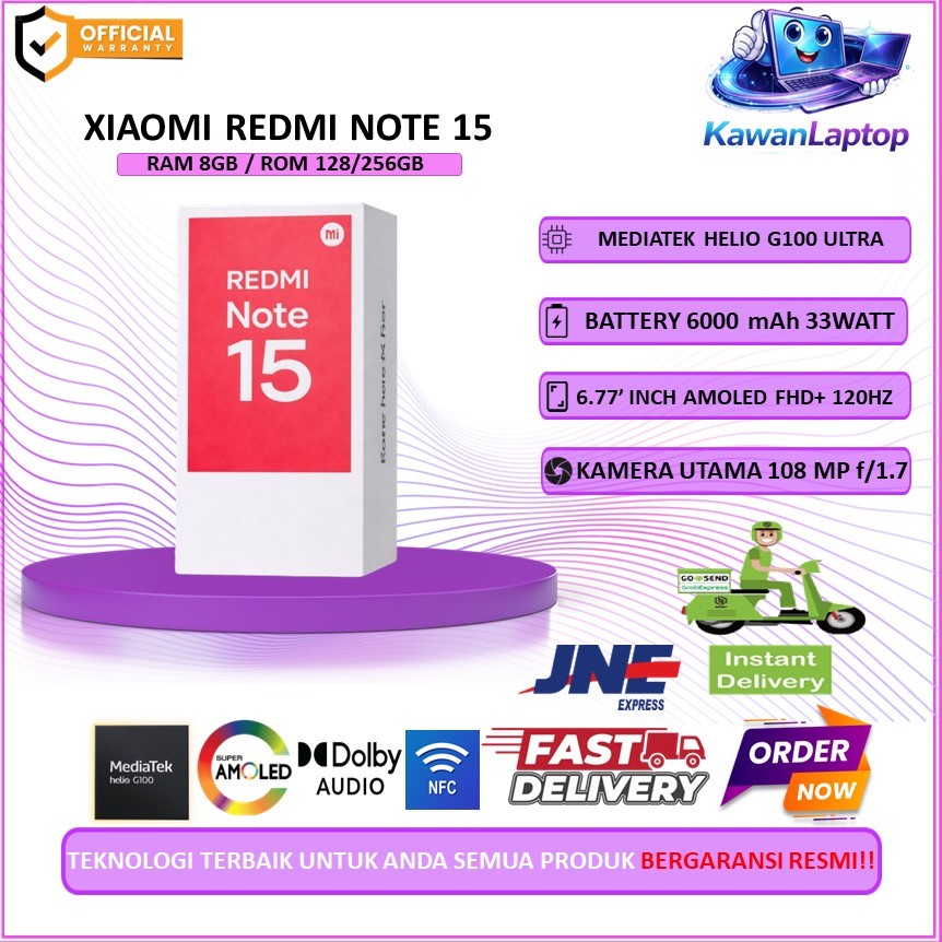 XIAOMI REDMI NOTE 15 4G (8GB+128/256GB) BATERAI BESAR 6000MAH