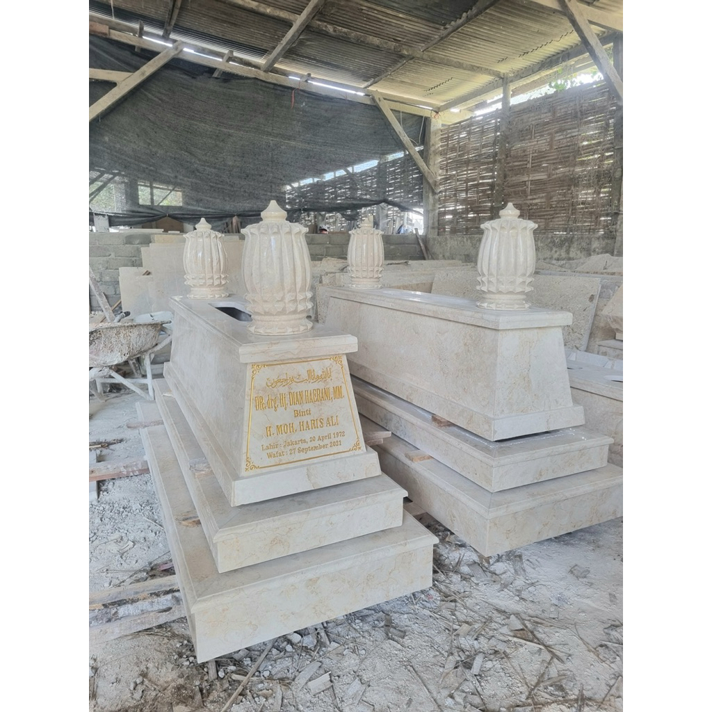Kijing Makam Marmer Asli Model Jawa Kepala Ukir