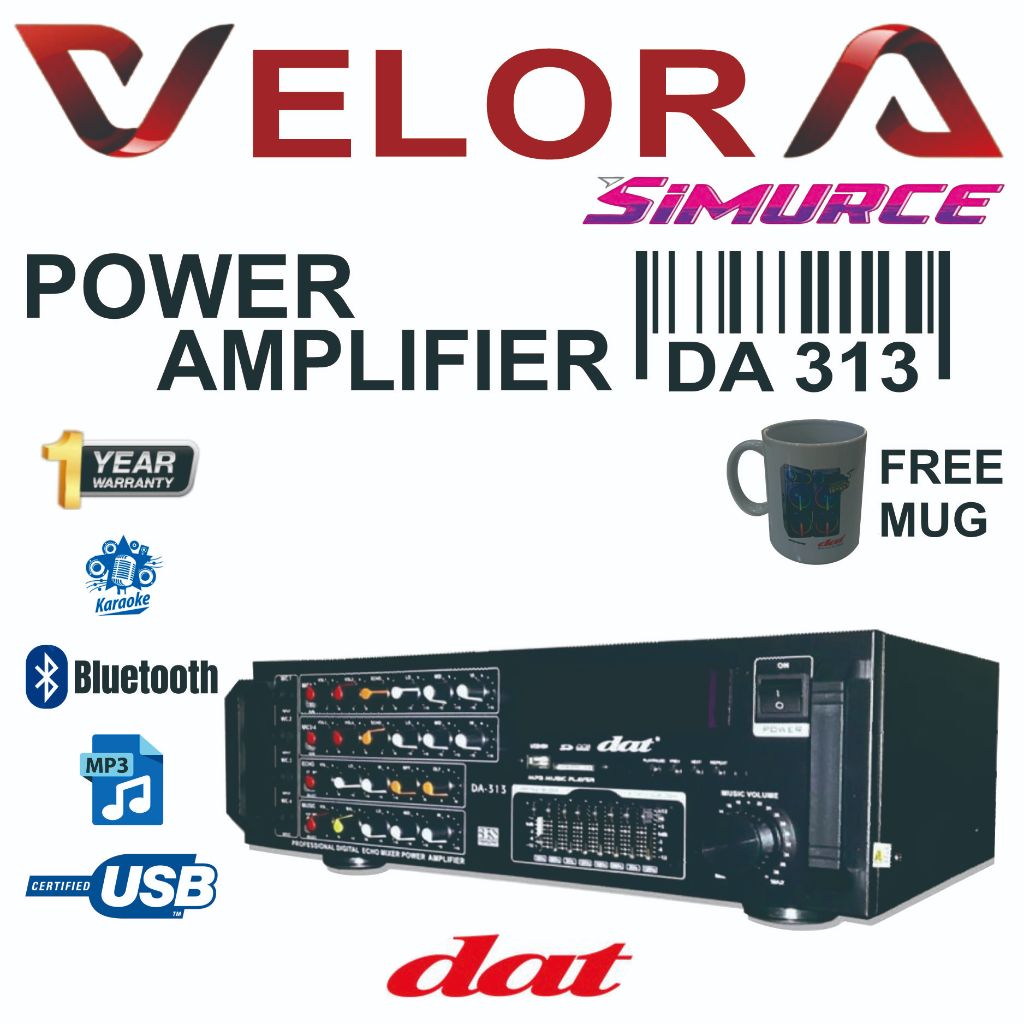 DAT DA-313 Power Amplifer Bluetooth  DA313 DA 313 Untuk Speaker, Karaoke, Studio, Rec