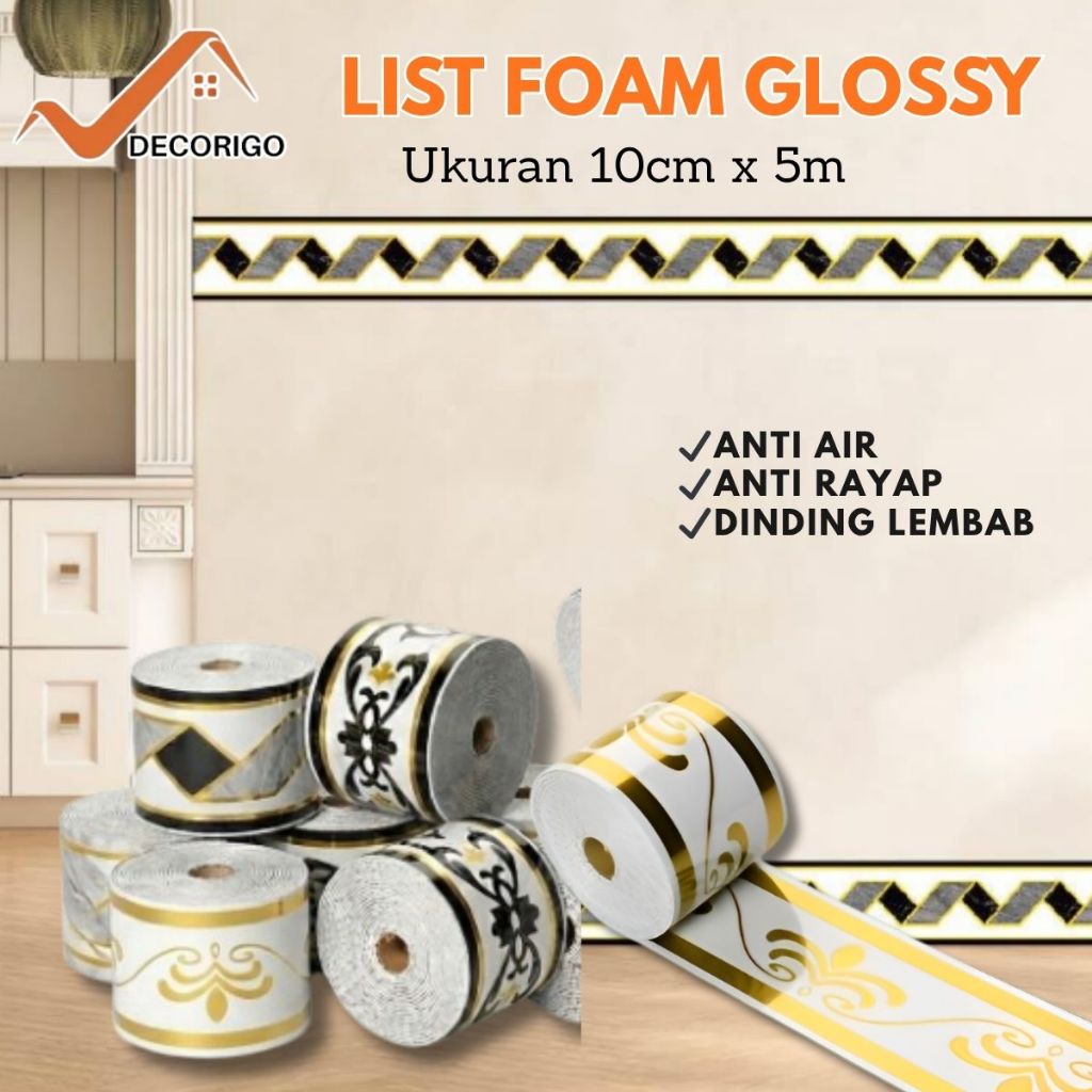 DECORIGO - Wall Border List Foam PVC Premium5MX10CM  / Wall Border List Walpaper List Stiker Dinding