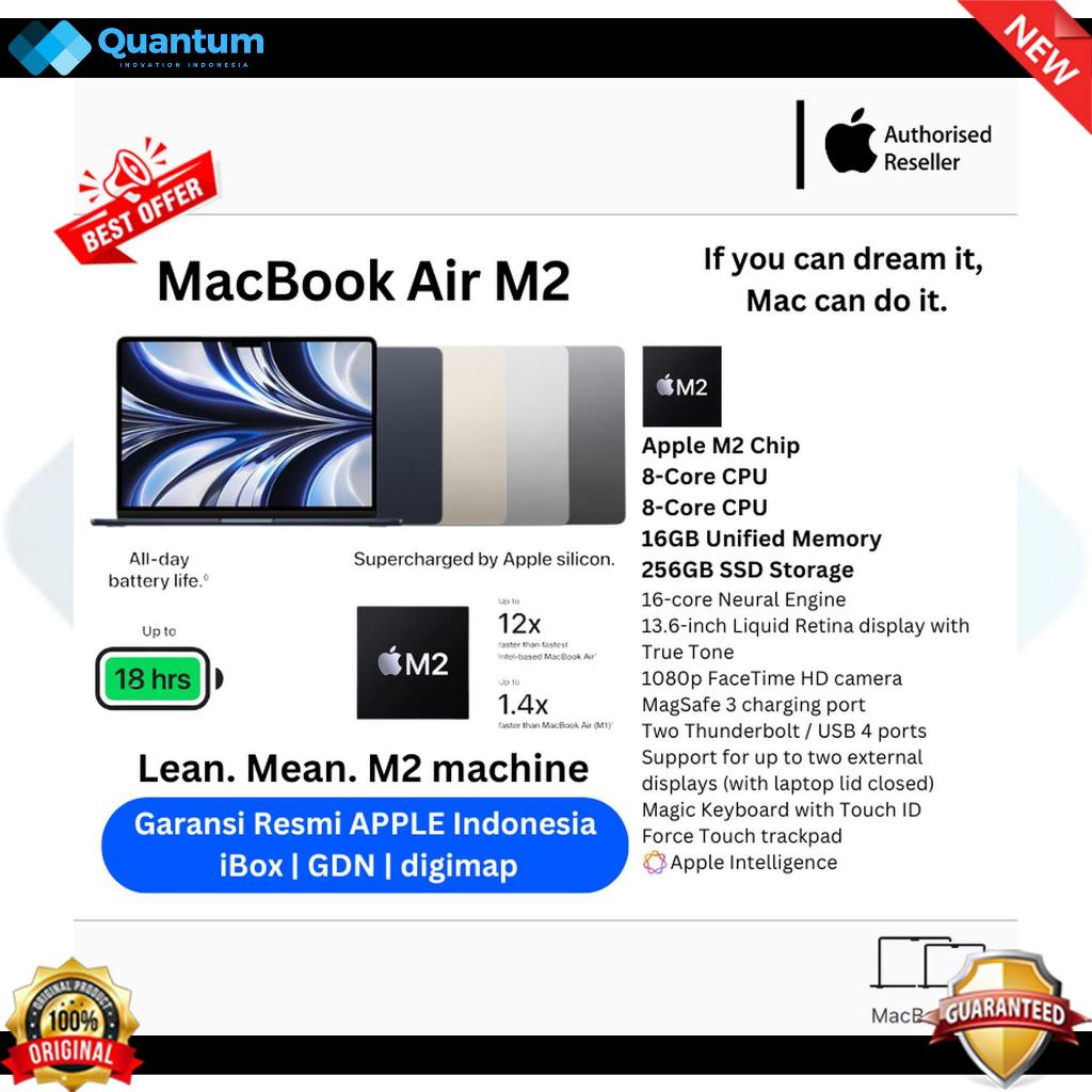 MACBOOK AIR | APPLE MC7W4ID/A 13'' Macbook Air ( M2) Starlight | ORIGINAL | GARANSI RESMI