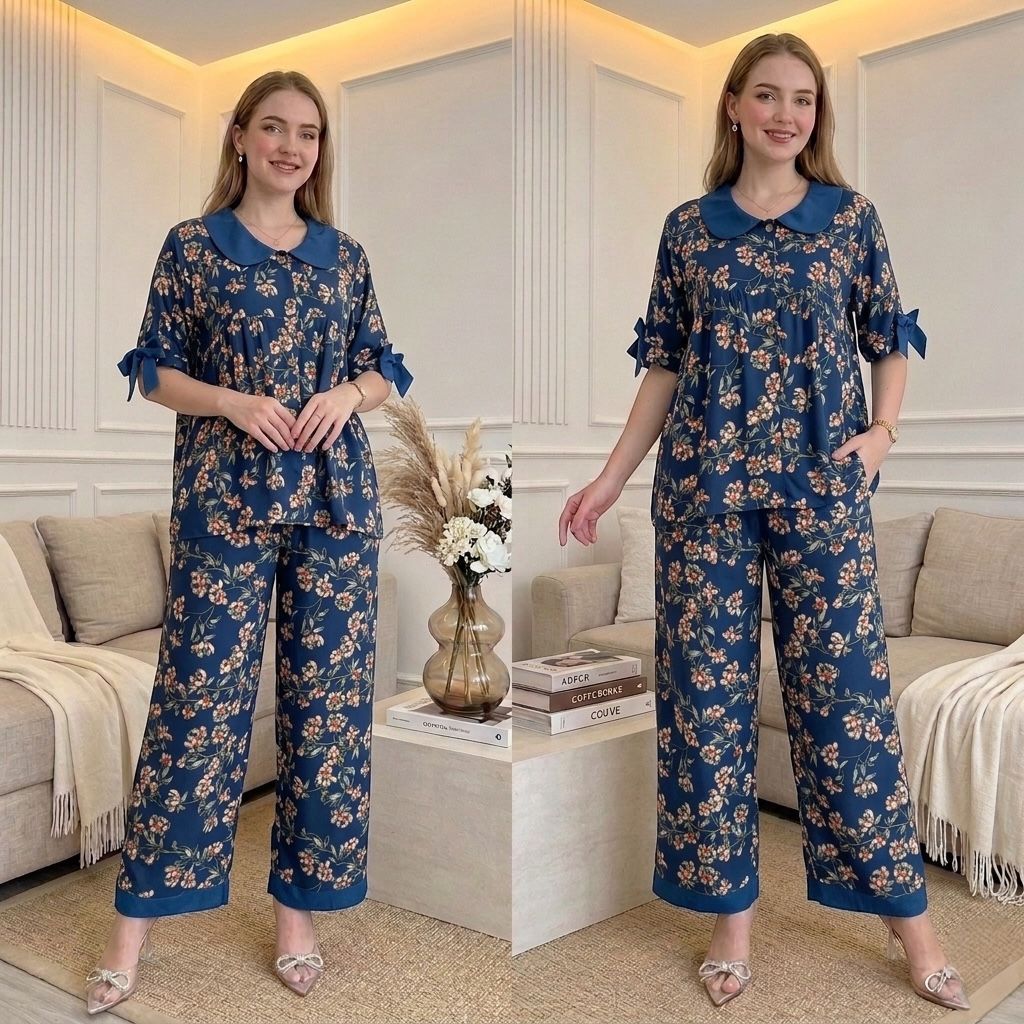 YOLLA SET RAYON LD 110CM // ONE SET RAYON PRINTING // SETELAN WANITA LENGAN PENDEK // ONE SET MOTIF 