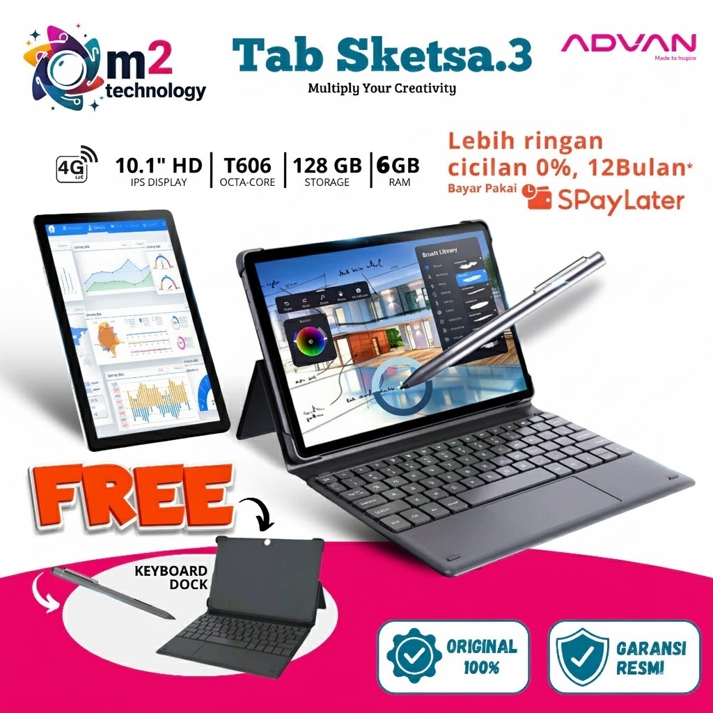 Advan Tab Sketsa 3 6GB / 128GB 10" 4G LTE Android 13 Garansi Resmi