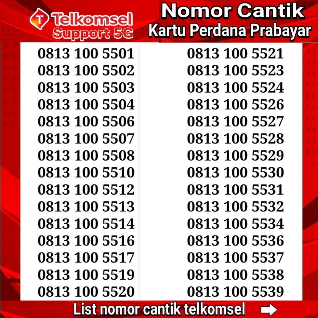 Nomor cantik simpati 11 digit bonus kuota 3gb prabayar 5G