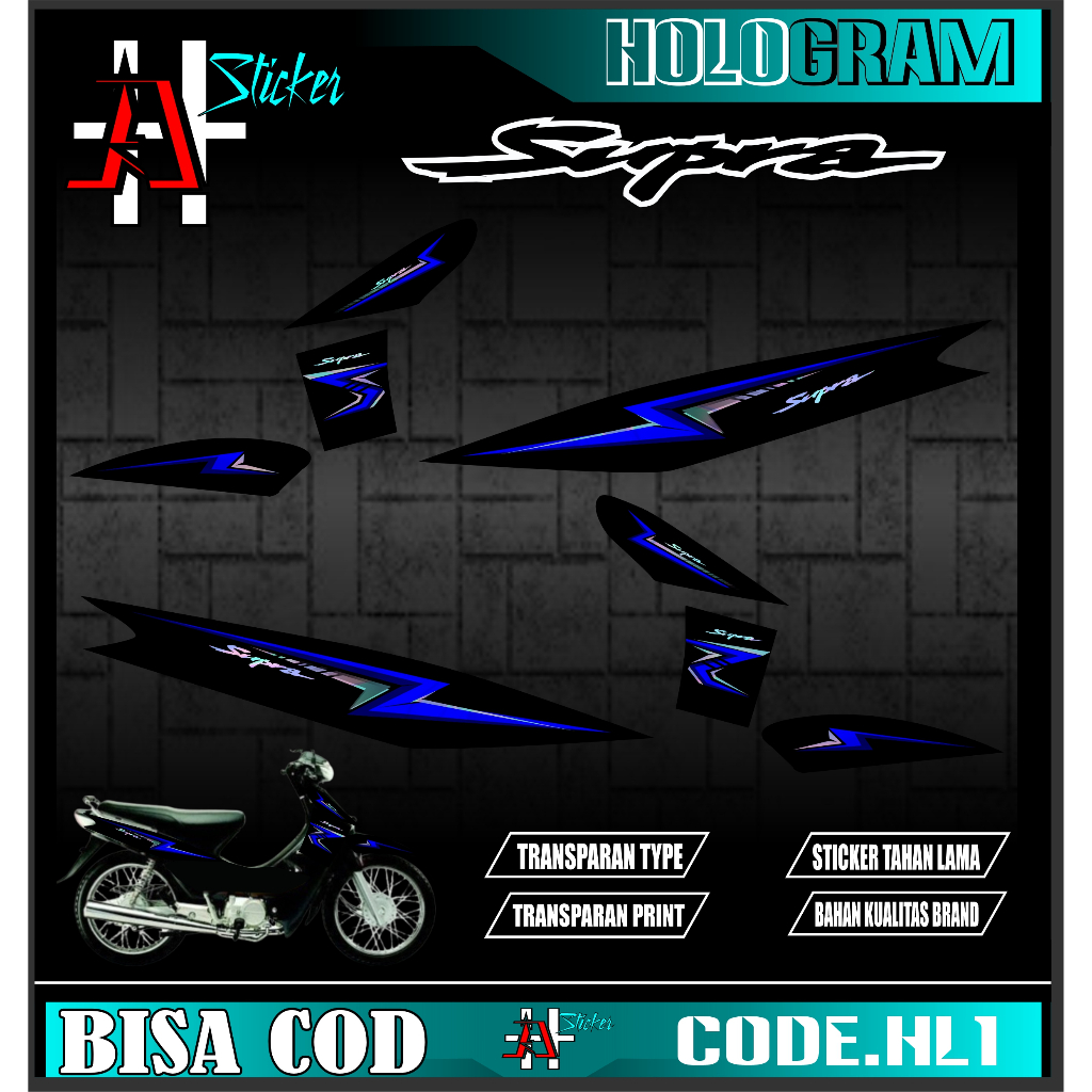 Striping Stiker Hologram Supra X lama/Fit lama Supra 100  Ungkel HL1