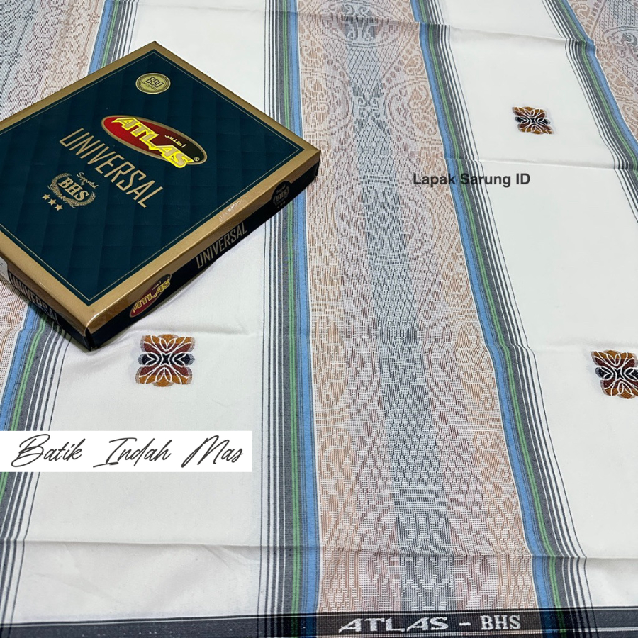 Sarung ATLAS Universal 690 Jacquard Songket Warna Putih | Sarung ATLAS Songket Putih [ Batik Indah M