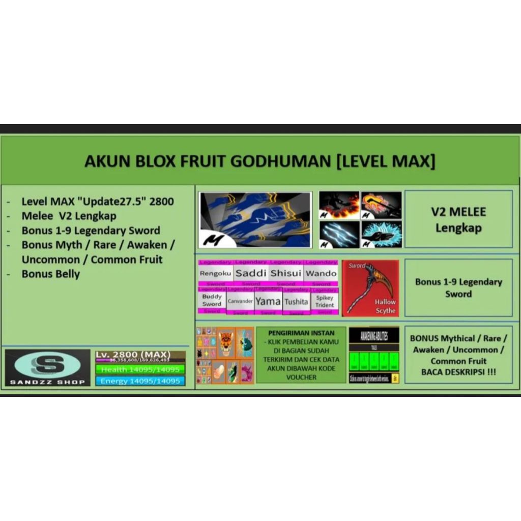 Akun Blox Fruit Starter Murah [Level Max 2650]