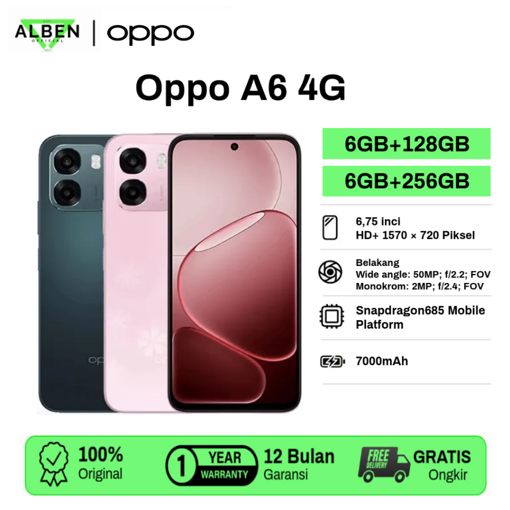 OPPO A6 4G [6GB+128GB] [ 6+256GB | Garansi Resmi Indonesia